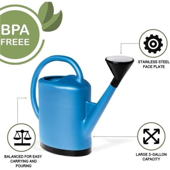 French Blue Watering Can | 3 Gallon Water Gallon Shower for Plants w/ Metal Head - Picture 5 of 5